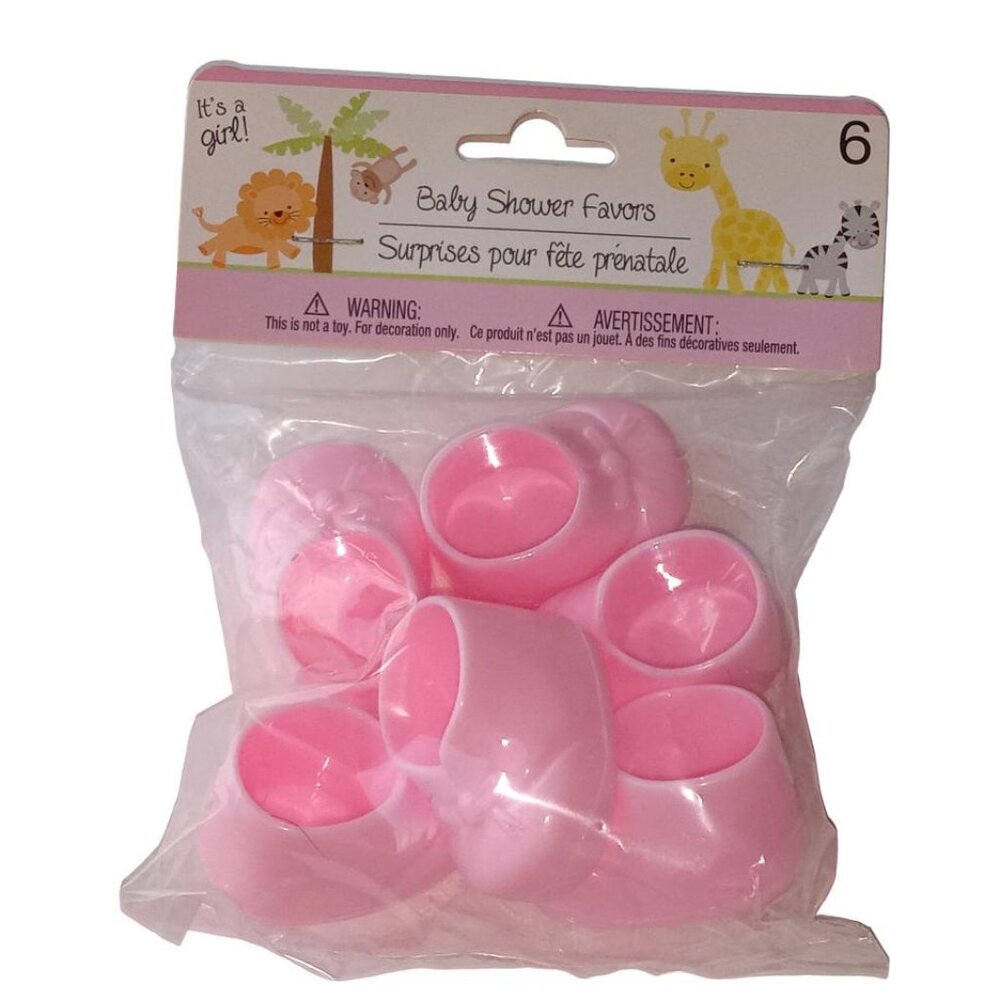 Pink Plastic Baby Shoes Party Favors NOS